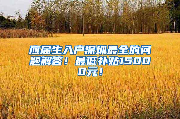 应届生入户深圳最全的问题解答！最低补贴15000元！