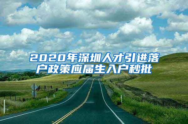 2020年深圳人才引进落户政策应届生入户秒批