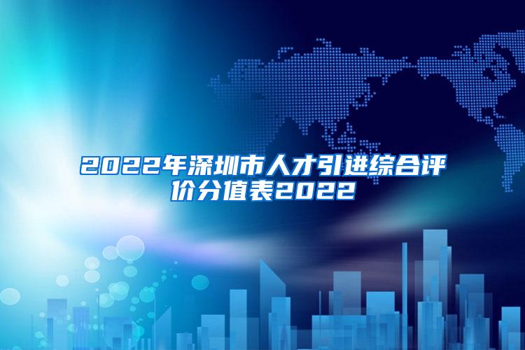 2022年深圳市人才引进综合评价分值表2022