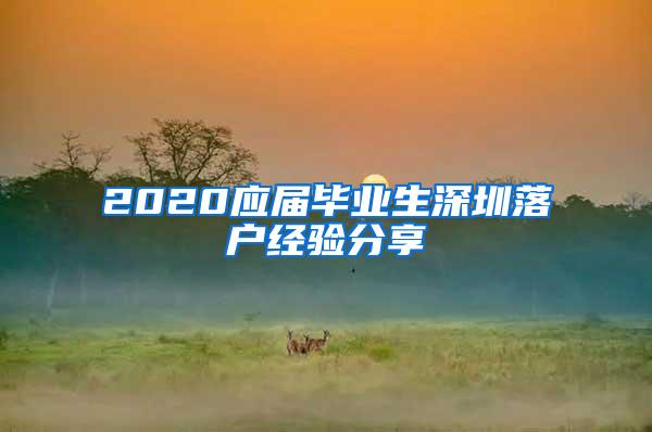 2020应届毕业生深圳落户经验分享