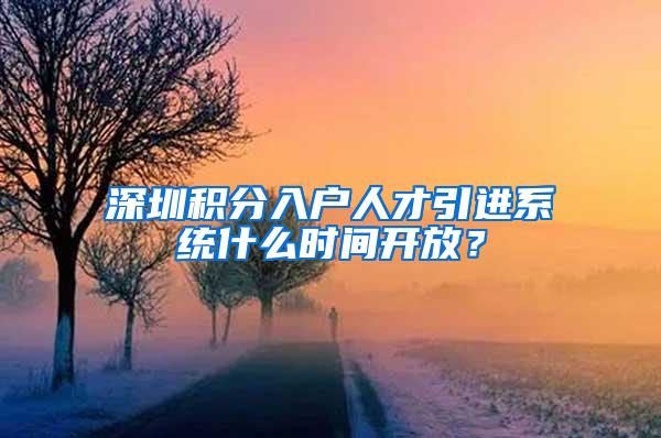 深圳积分入户人才引进系统什么时间开放？