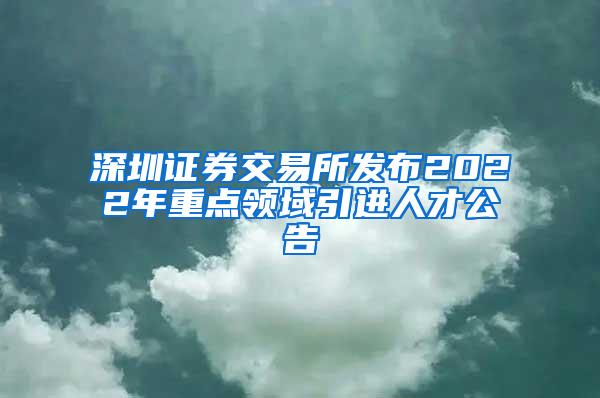 深圳证券交易所发布2022年重点领域引进人才公告