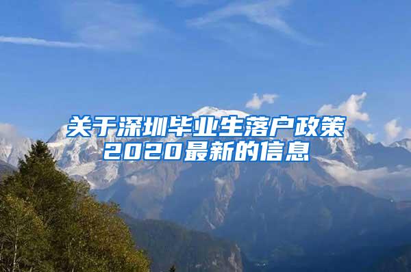 关于深圳毕业生落户政策2020最新的信息