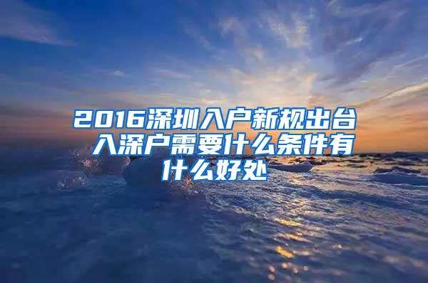 2016深圳入户新规出台 入深户需要什么条件有什么好处