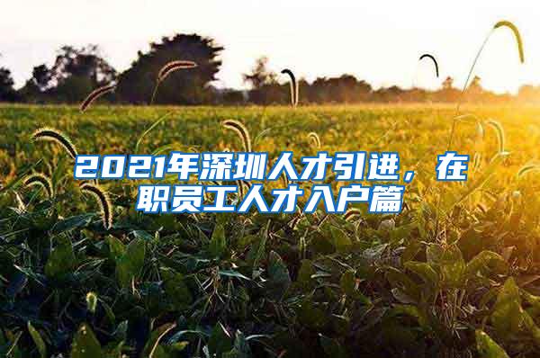 2021年深圳人才引进，在职员工人才入户篇