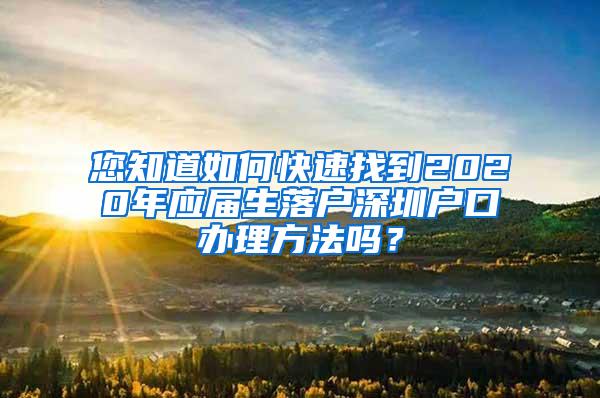 您知道如何快速找到2020年应届生落户深圳户口办理方法吗？