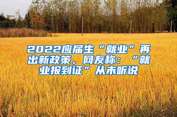 2022应届生“就业”再出新政策，网友称：“就业报到证”从未听说