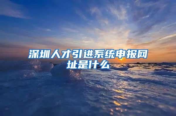 深圳人才引进系统申报网址是什么