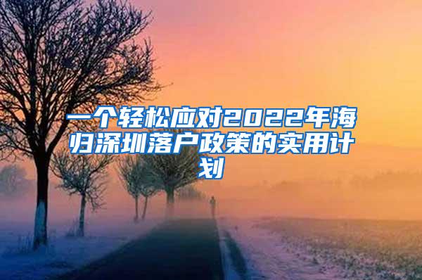 一个轻松应对2022年海归深圳落户政策的实用计划