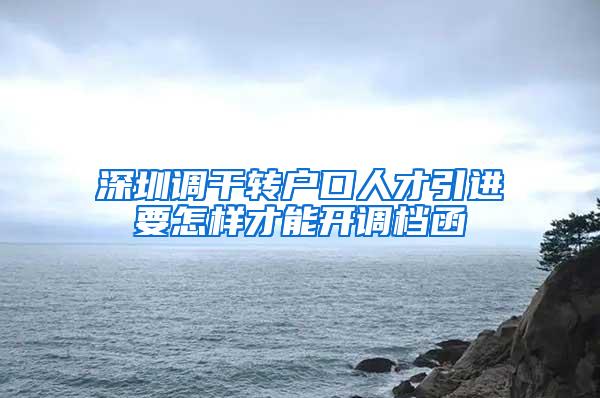 深圳调干转户口人才引进要怎样才能开调档函