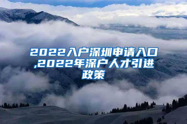 2022入户深圳申请入口,2022年深户人才引进政策