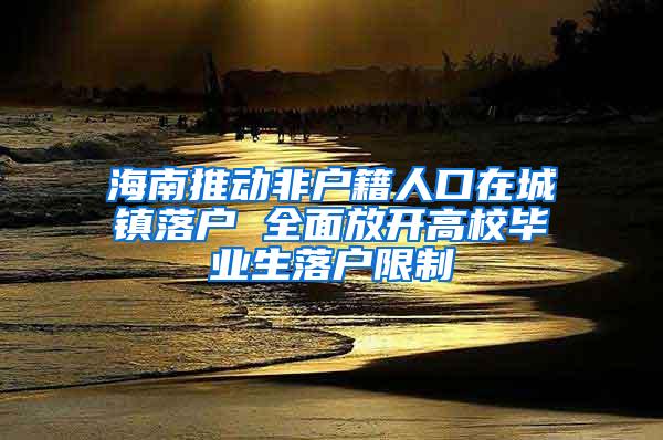 海南推动非户籍人口在城镇落户 全面放开高校毕业生落户限制