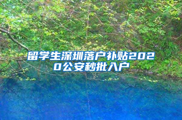 留学生深圳落户补贴2020公安秒批入户