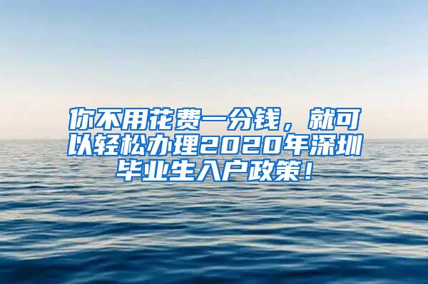 你不用花费一分钱，就可以轻松办理2020年深圳毕业生入户政策！