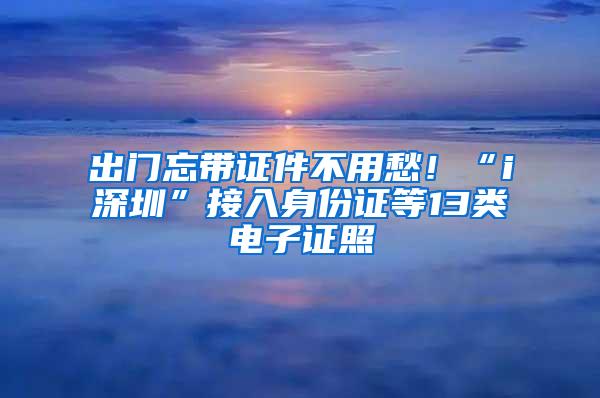 出门忘带证件不用愁！“i深圳”接入身份证等13类电子证照