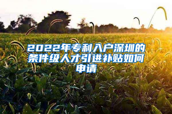 2022年专利入户深圳的条件级人才引进补贴如何申请