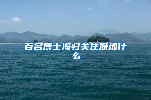 百名博士海归关注深圳什么