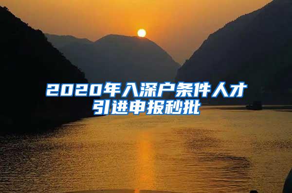 2020年入深户条件人才引进申报秒批