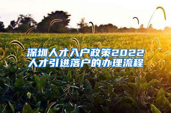 深圳人才入户政策2022人才引进落户的办理流程