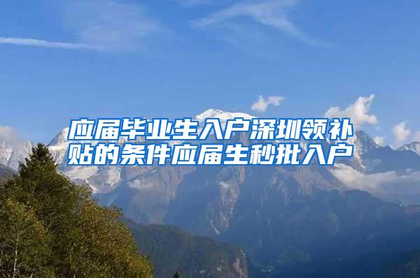 应届毕业生入户深圳领补贴的条件应届生秒批入户