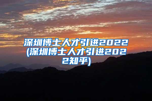 深圳博士人才引进2022(深圳博士人才引进2022知乎)