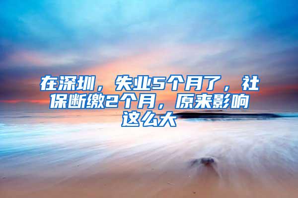 在深圳，失业5个月了，社保断缴2个月，原来影响这么大