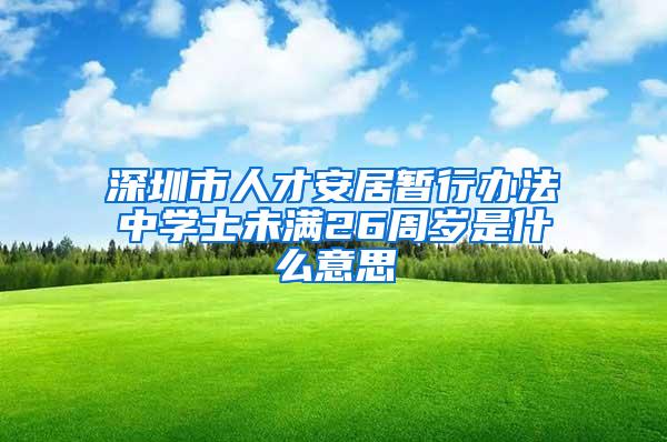 深圳市人才安居暂行办法中学士未满26周岁是什么意思