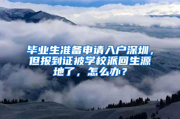 毕业生准备申请入户深圳，但报到证被学校派回生源地了，怎么办？