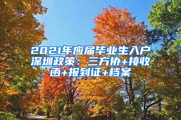 2021年应届毕业生入户深圳政策：三方协+接收函+报到证+档案