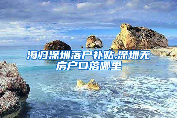 海归深圳落户补贴,深圳无房户口落哪里