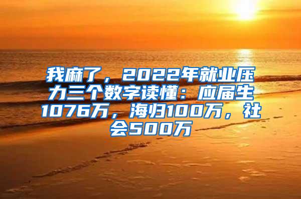 我麻了，2022年就业压力三个数字读懂：应届生1076万，海归100万，社会500万