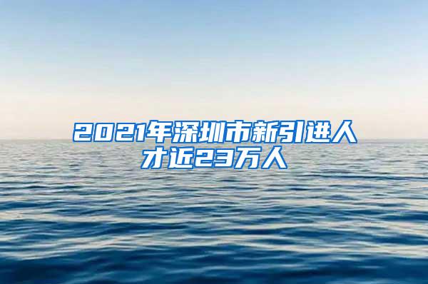 2021年深圳市新引进人才近23万人