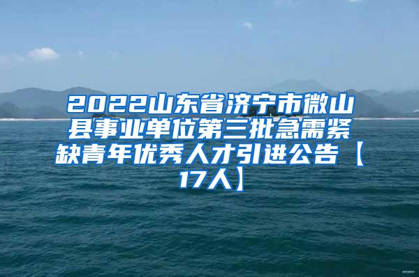 2022山东省济宁市微山县事业单位第三批急需紧缺青年优秀人才引进公告【17人】