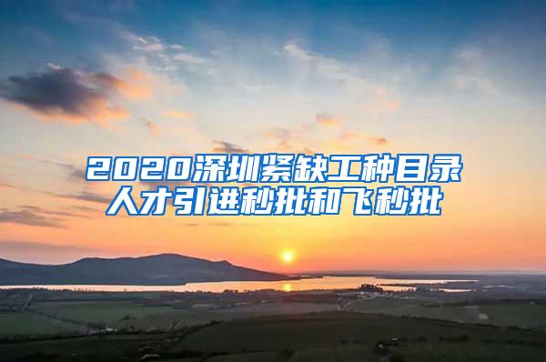 2020深圳紧缺工种目录人才引进秒批和飞秒批