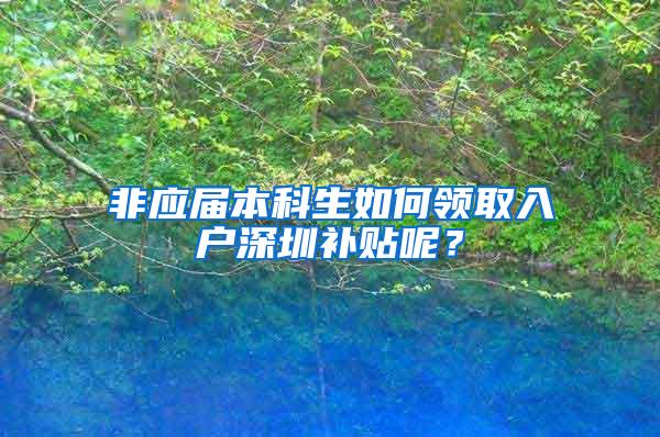 非应届本科生如何领取入户深圳补贴呢？