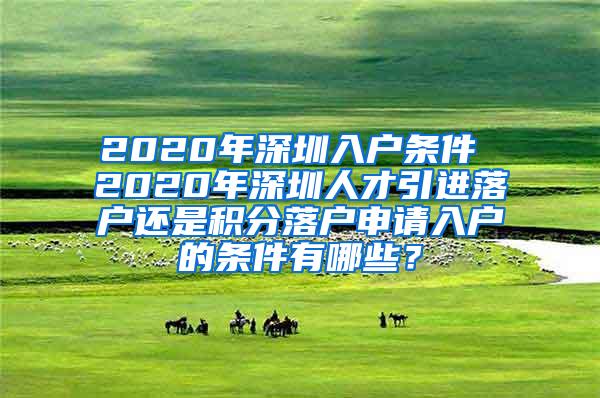 2020年深圳入户条件 2020年深圳人才引进落户还是积分落户申请入户的条件有哪些？