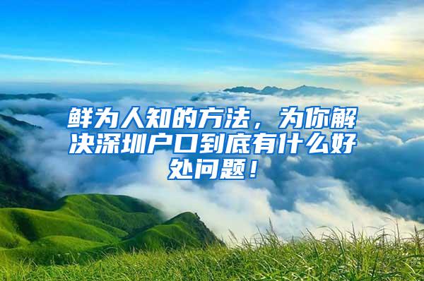 鲜为人知的方法，为你解决深圳户口到底有什么好处问题！