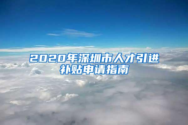 2020年深圳市人才引进补贴申请指南