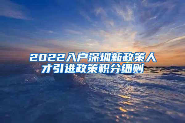 2022入户深圳新政策人才引进政策积分细则