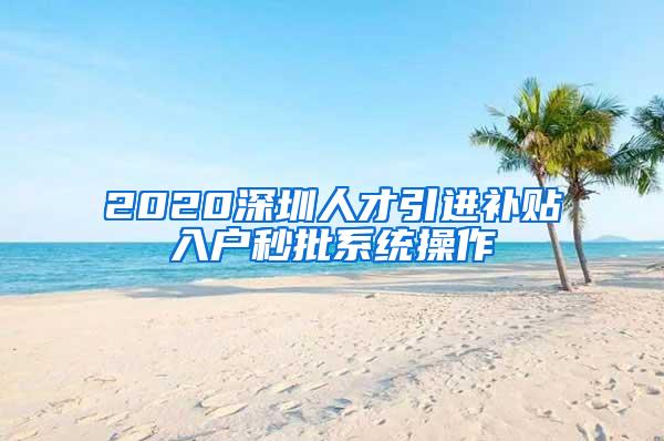 2020深圳人才引进补贴入户秒批系统操作