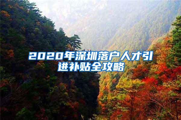 2020年深圳落户人才引进补贴全攻略