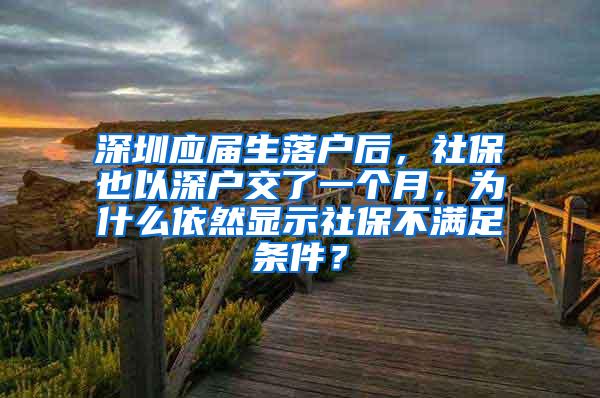 深圳应届生落户后，社保也以深户交了一个月，为什么依然显示社保不满足条件？