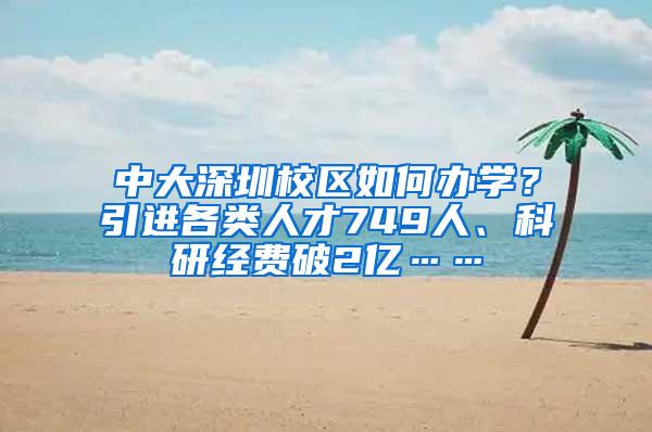 中大深圳校区如何办学？引进各类人才749人、科研经费破2亿……