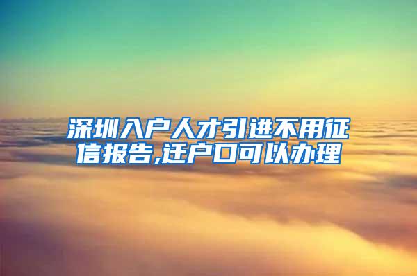 深圳入户人才引进不用征信报告,迁户口可以办理