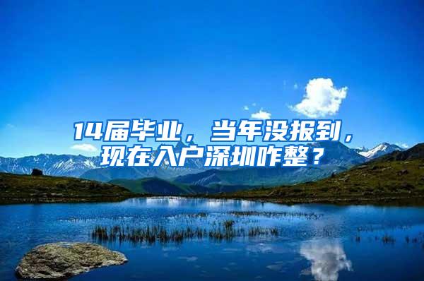 14届毕业，当年没报到，现在入户深圳咋整？