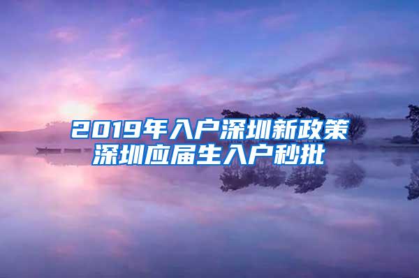 2019年入户深圳新政策深圳应届生入户秒批