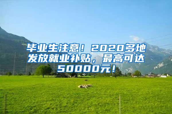 毕业生注意！2020多地发放就业补贴，最高可达50000元！