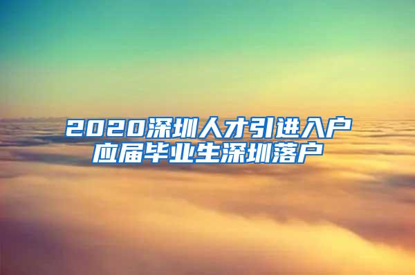 2020深圳人才引进入户应届毕业生深圳落户