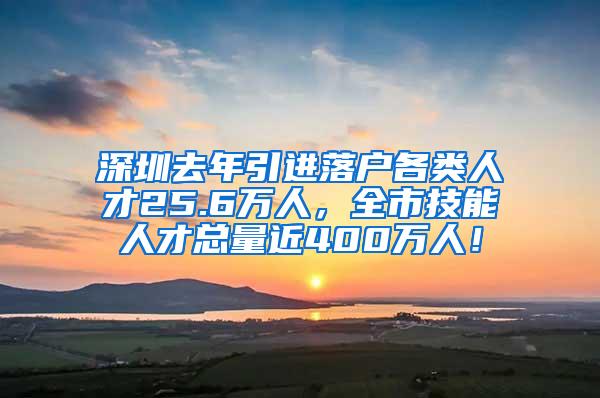 深圳去年引进落户各类人才25.6万人，全市技能人才总量近400万人！