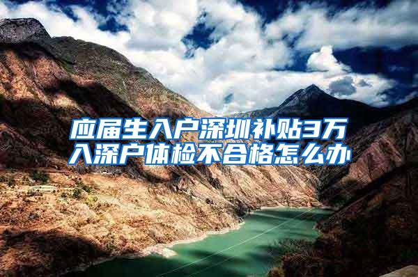 应届生入户深圳补贴3万入深户体检不合格怎么办